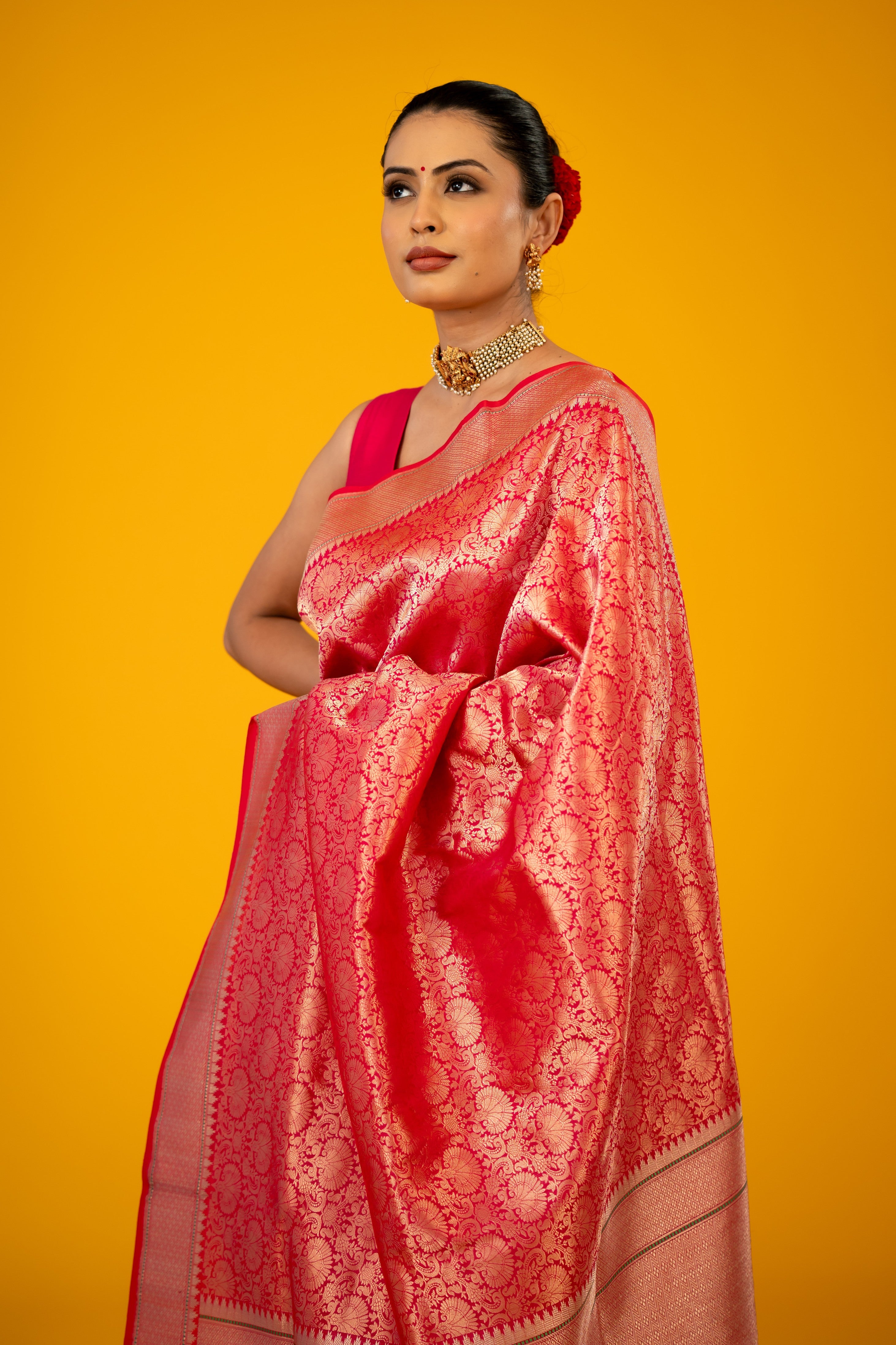 Rani Katan Silk Brocade Handloom Banarasi Saree