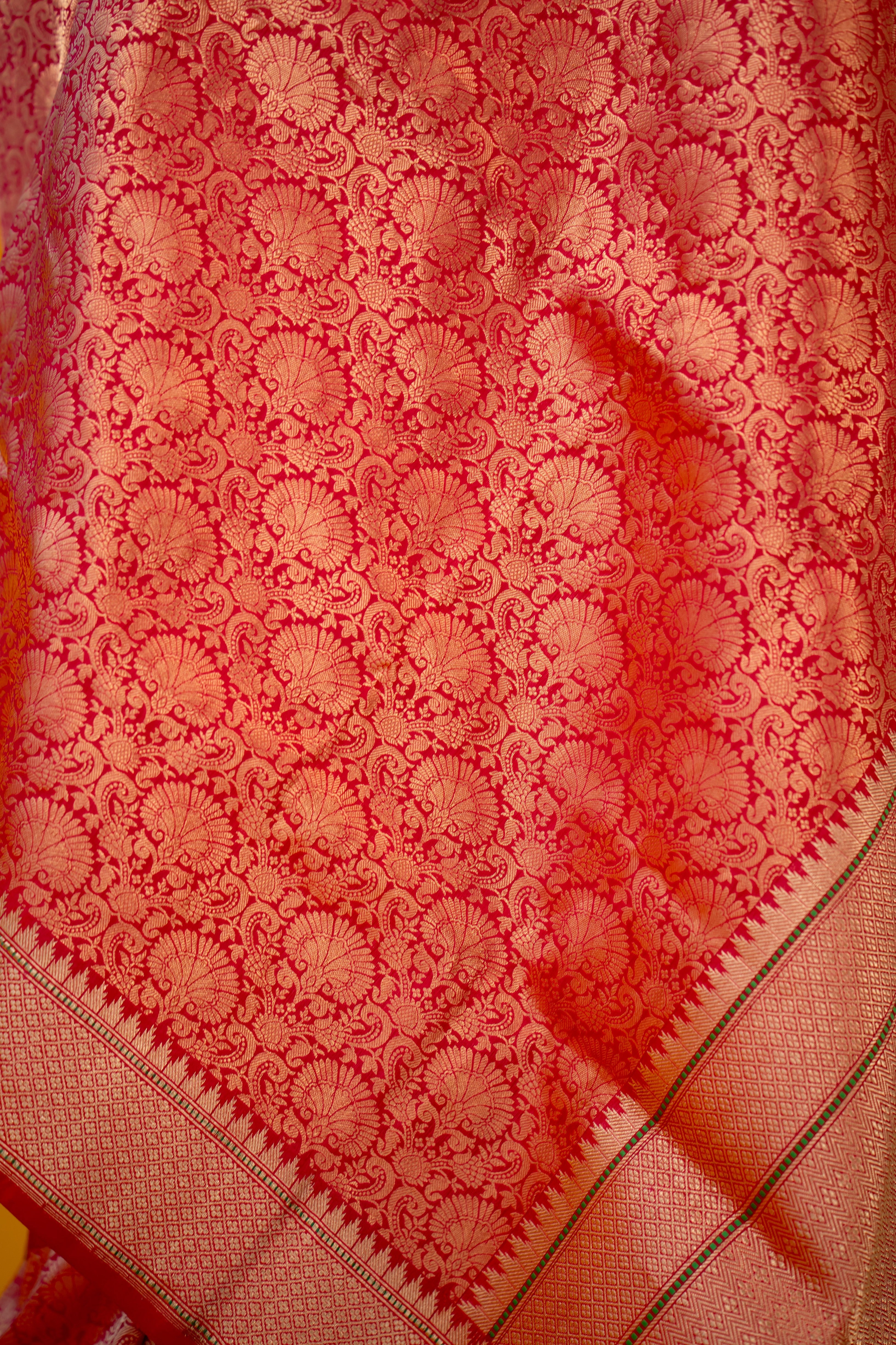 Rani Katan Silk Brocade Handloom Banarasi Saree