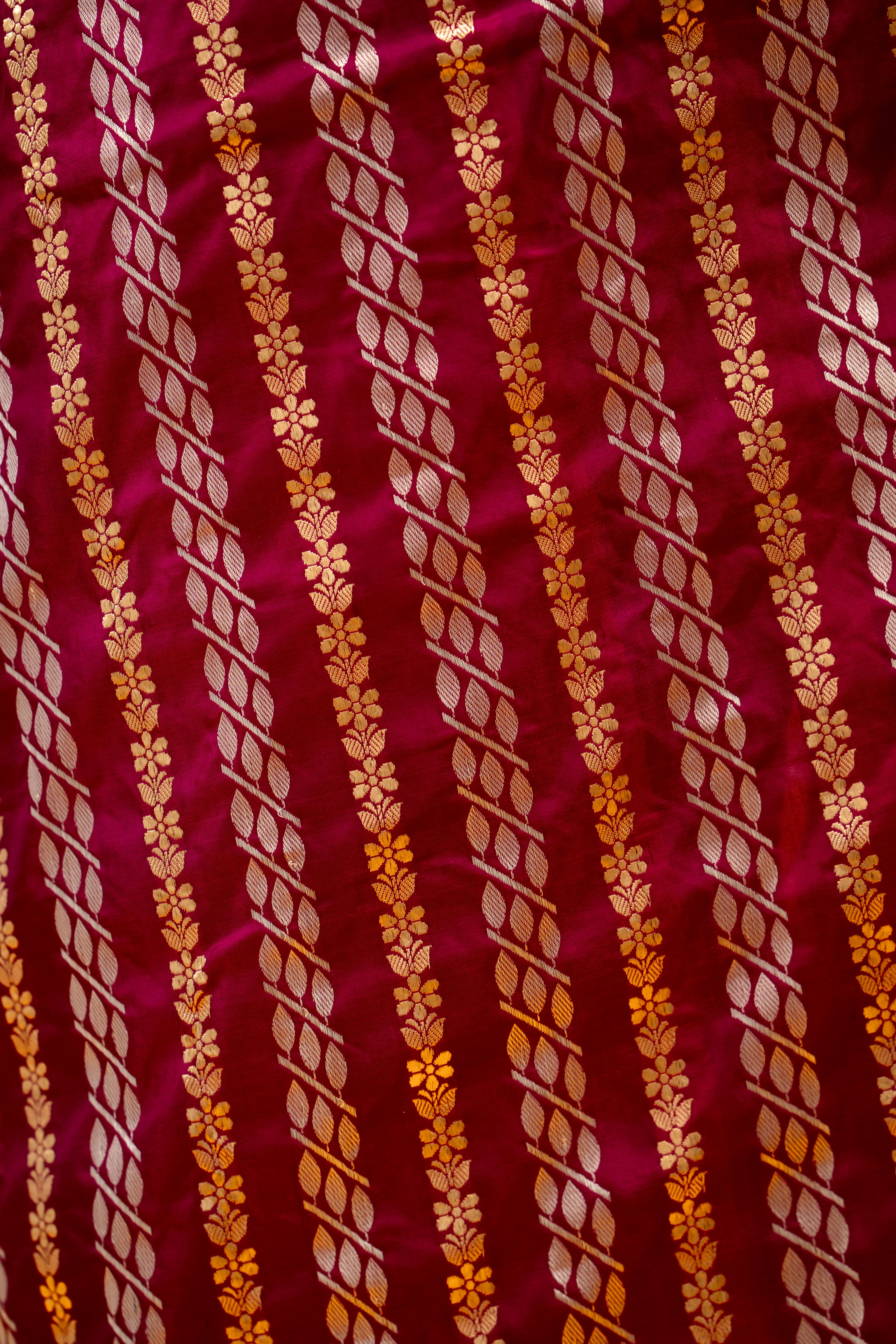 Purple Sona Rupa Stripe Katan Silk Banarasi Handloom Saree