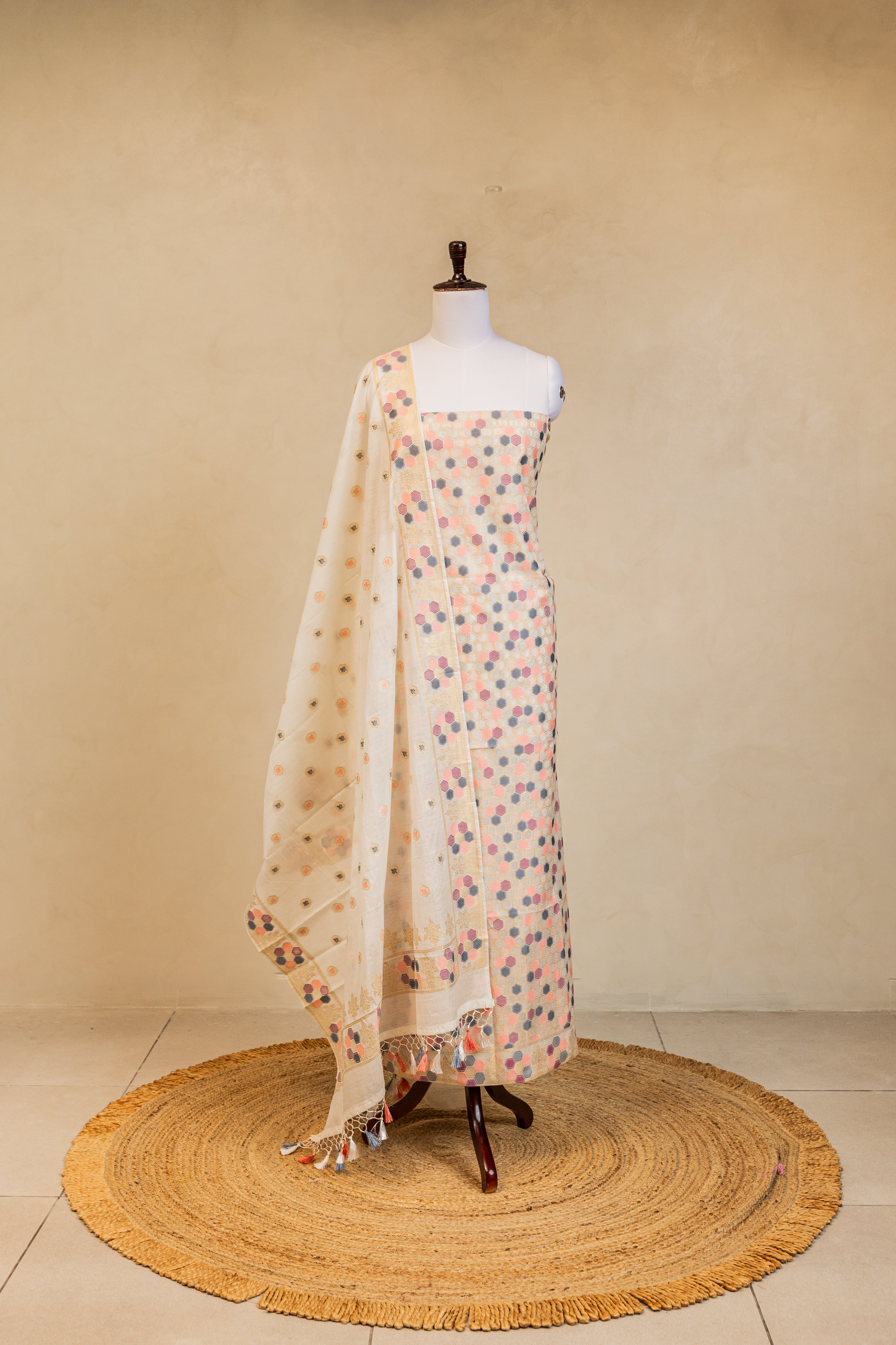 Multi Color Cotton Silk Handloom Banarasi Suit
