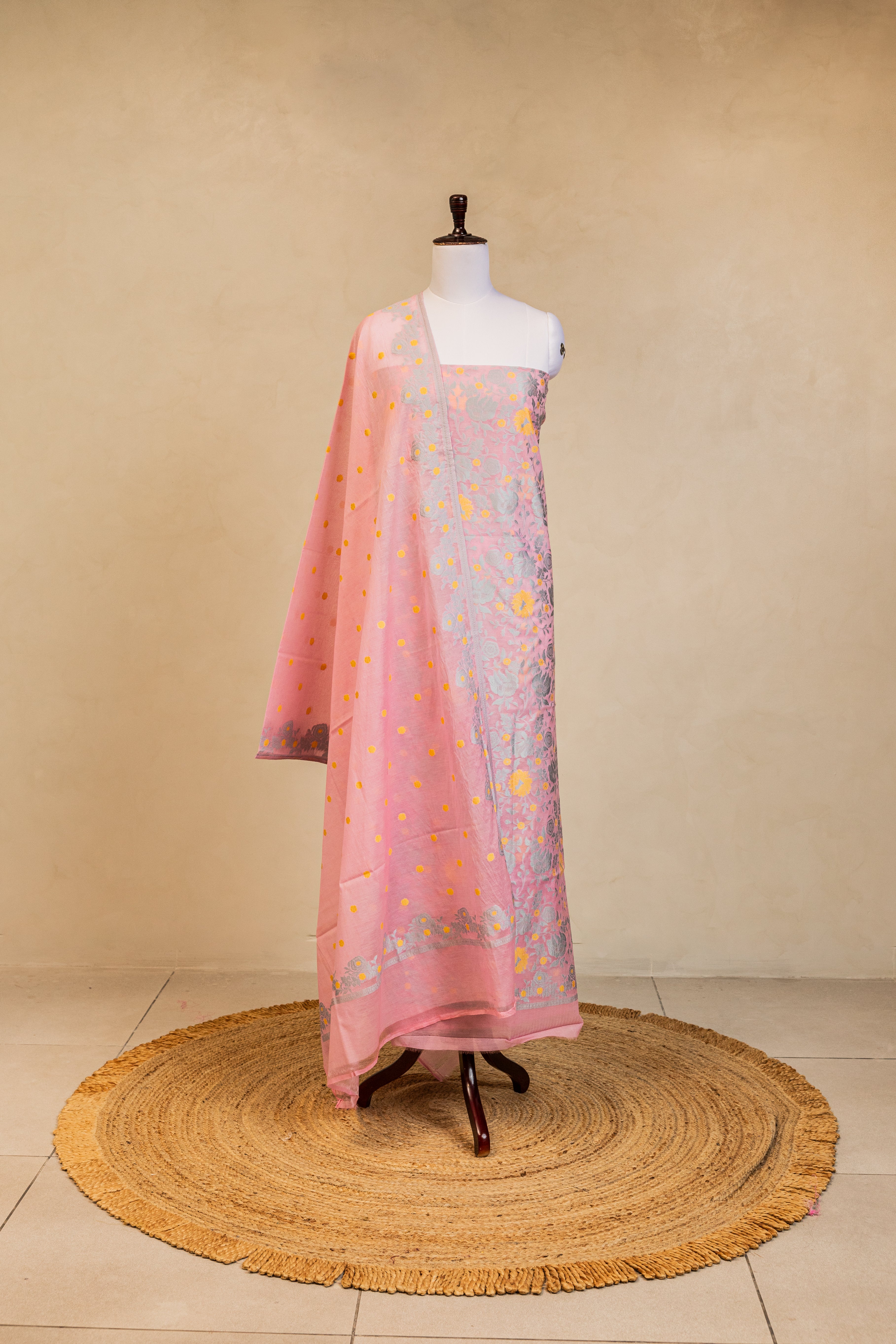 Pink Cotton Silk Handloom Banarasi Suit