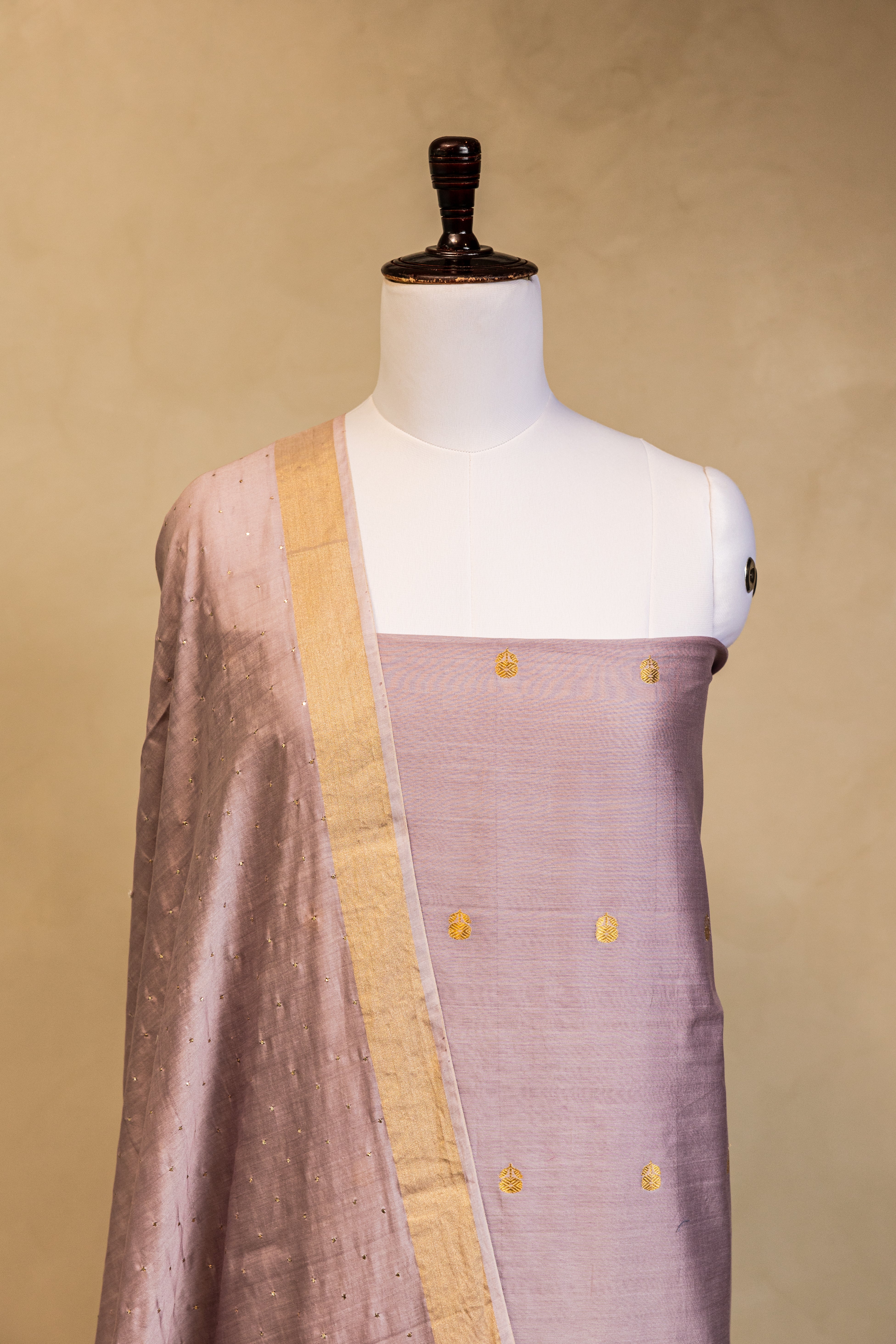 Mauve Cotton Silk Handloom Banarasi Suit