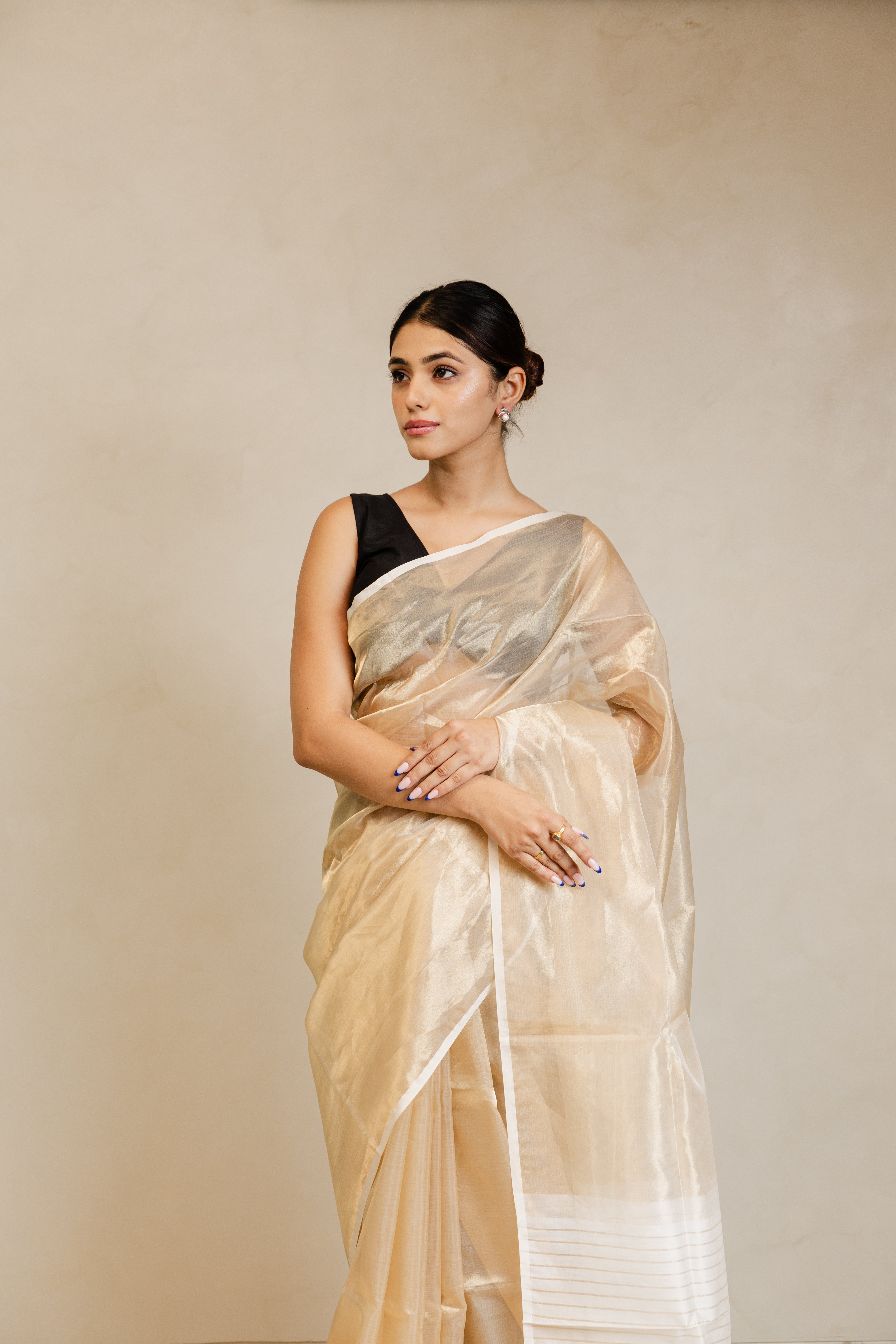Gold Dyable Tissue Silk Handloom Saree