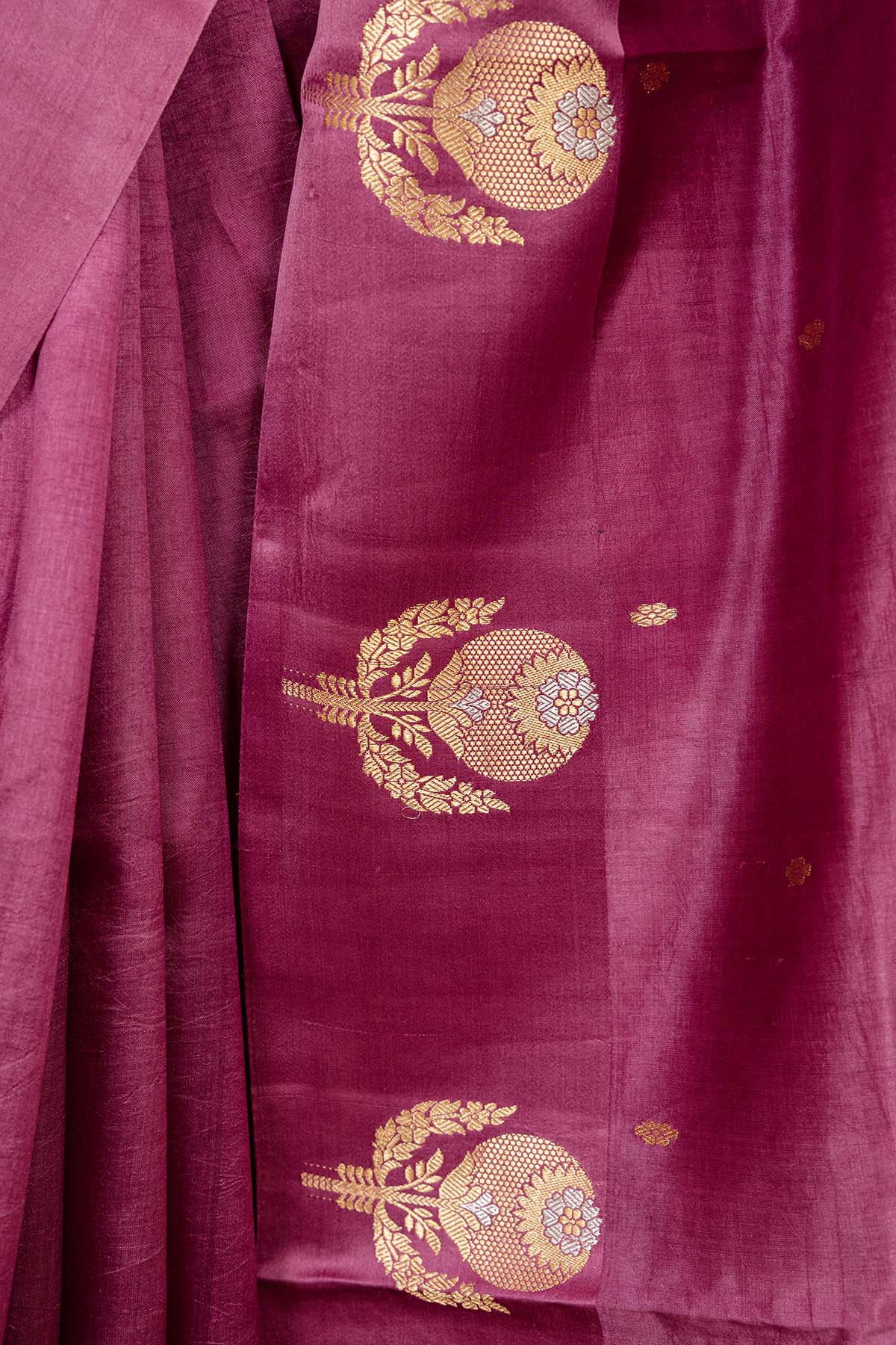 Plum Katan Silk Banarasi Handloom Saree