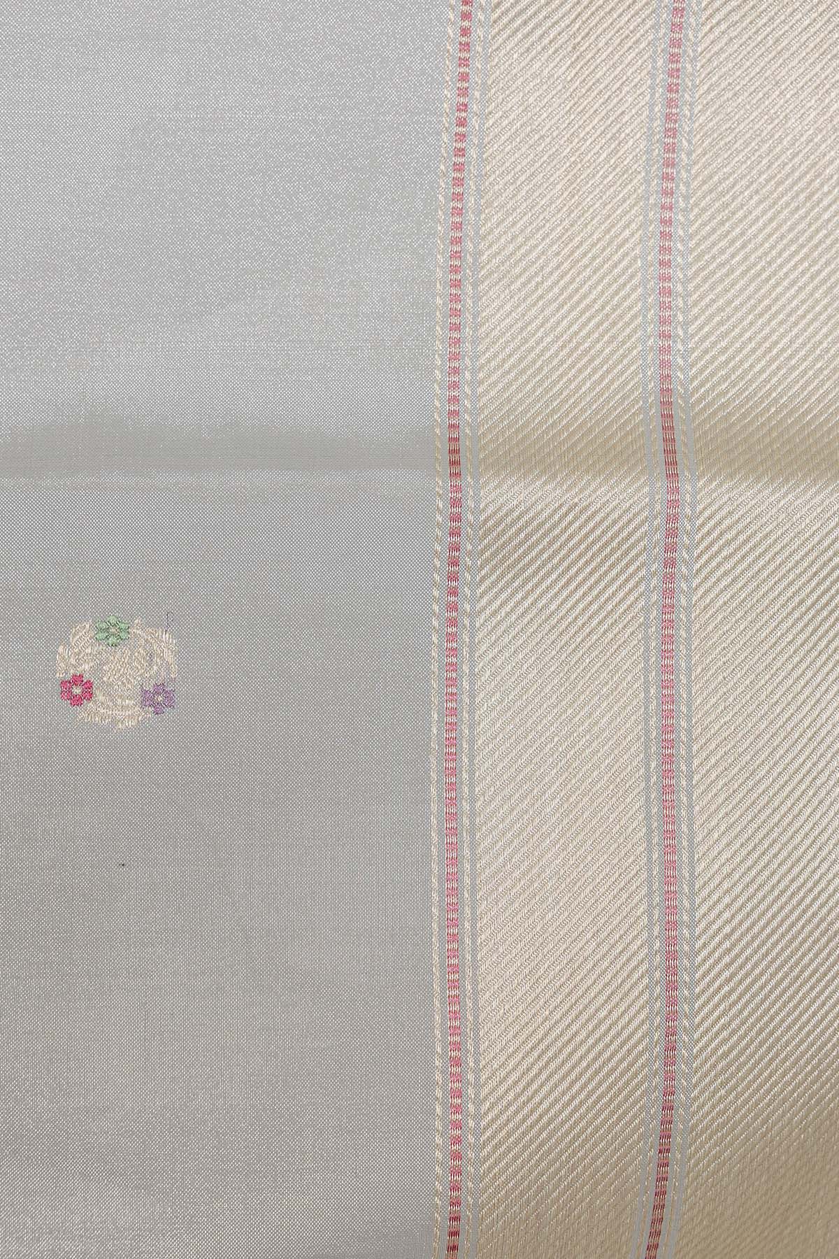 Grey Meena Booti Pure Tissue Banarasi Handloom Saree