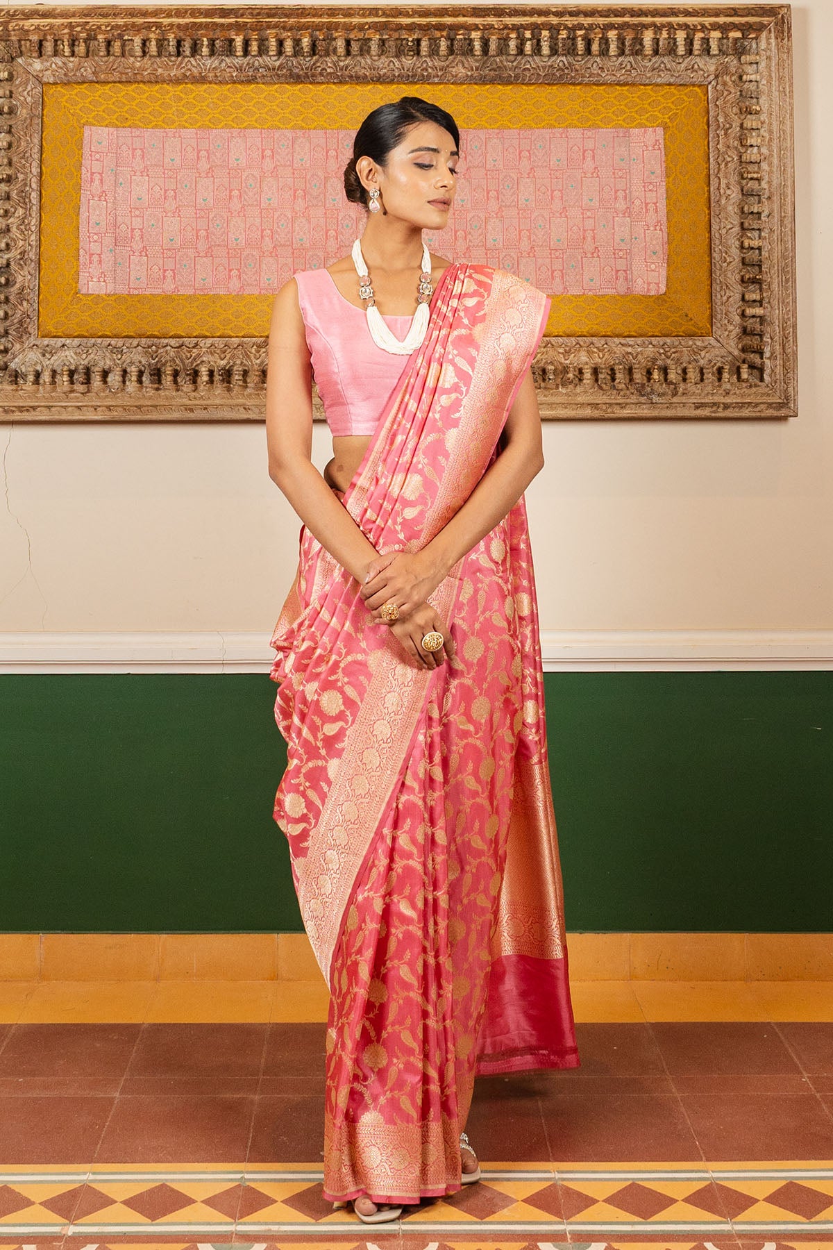 Rani Jaal Upadda Silk Banarasi Handloom Saree