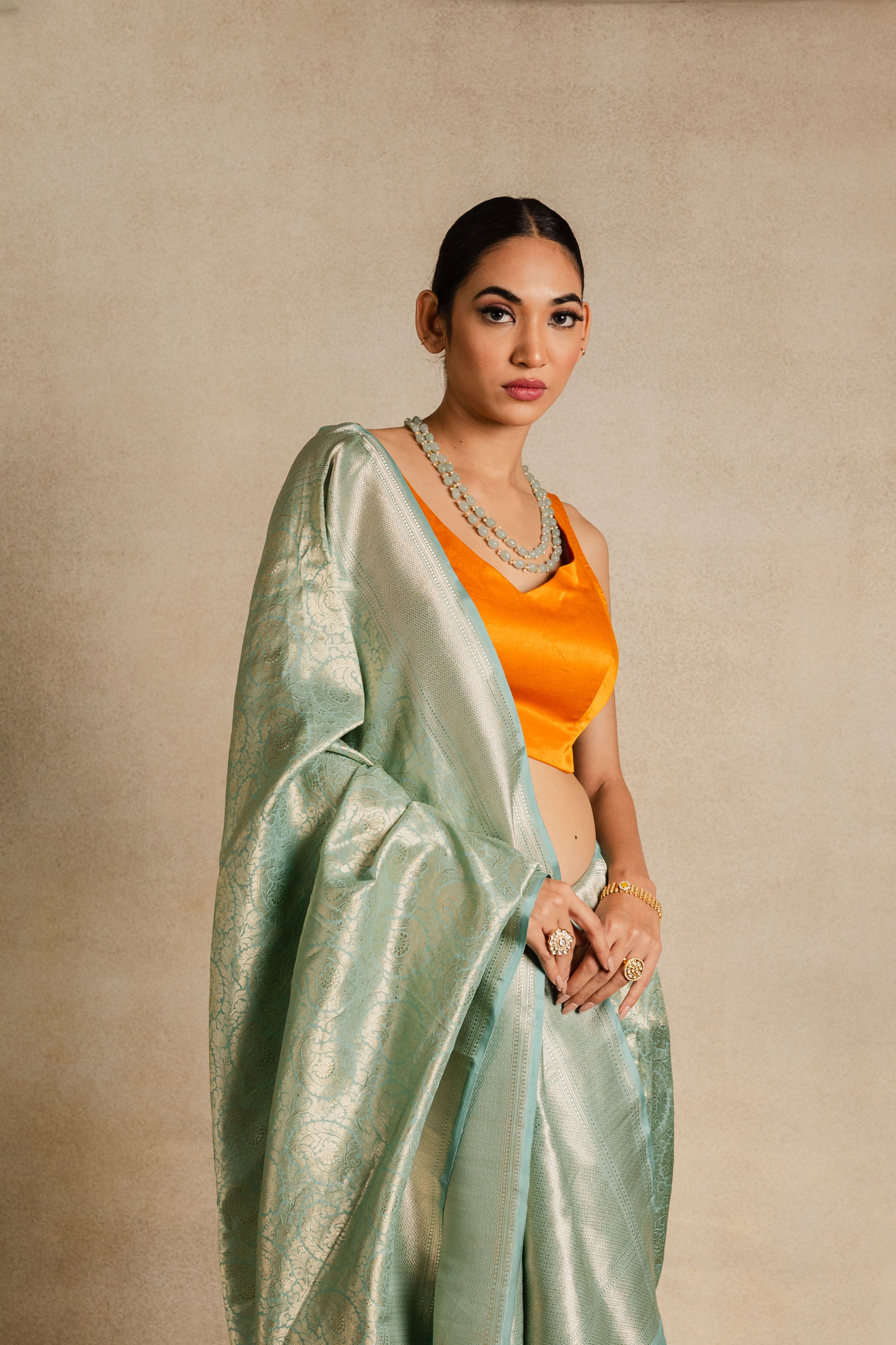 Blue Katan Silk Jaal Saree