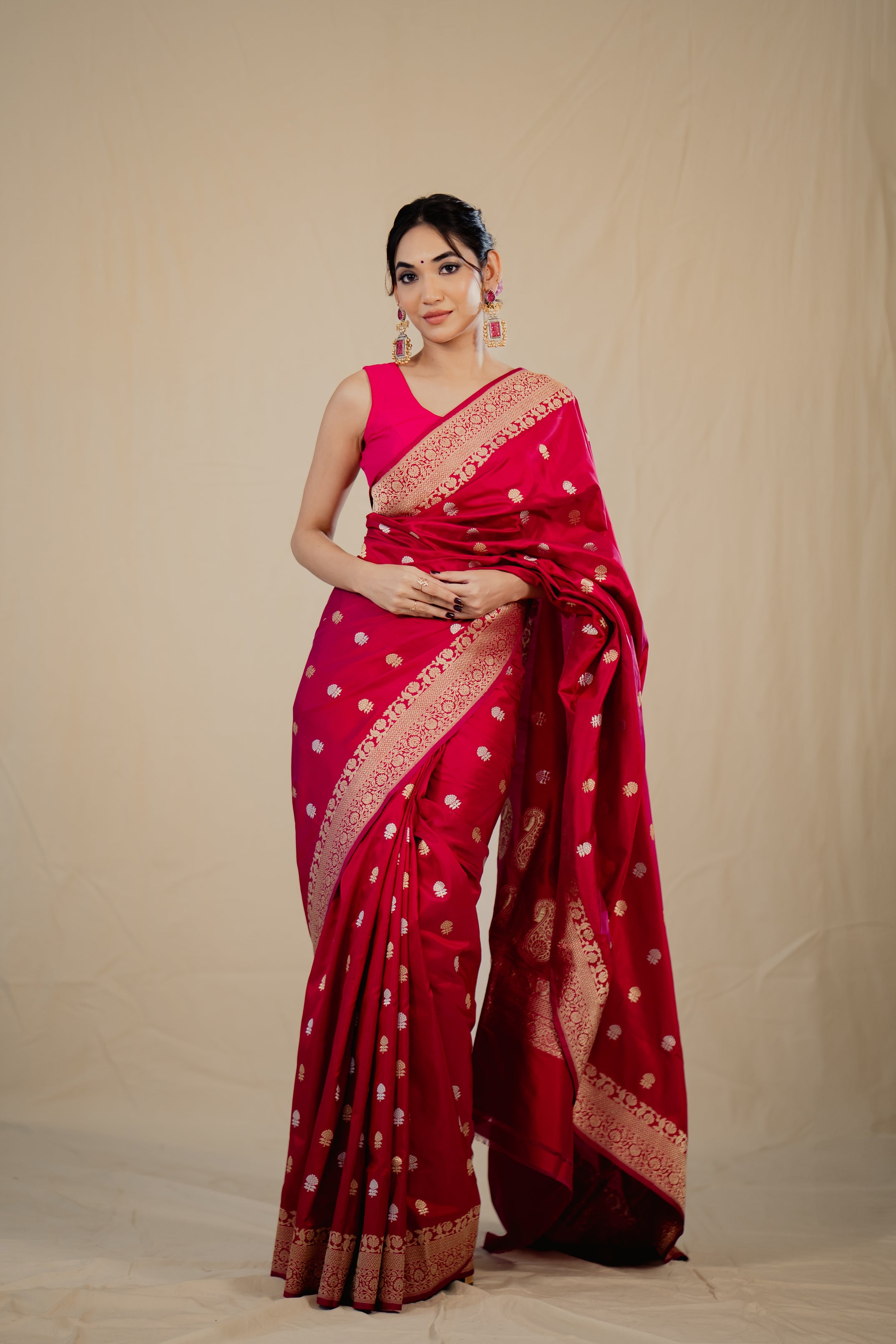Rani Katan Silk Booti Saree