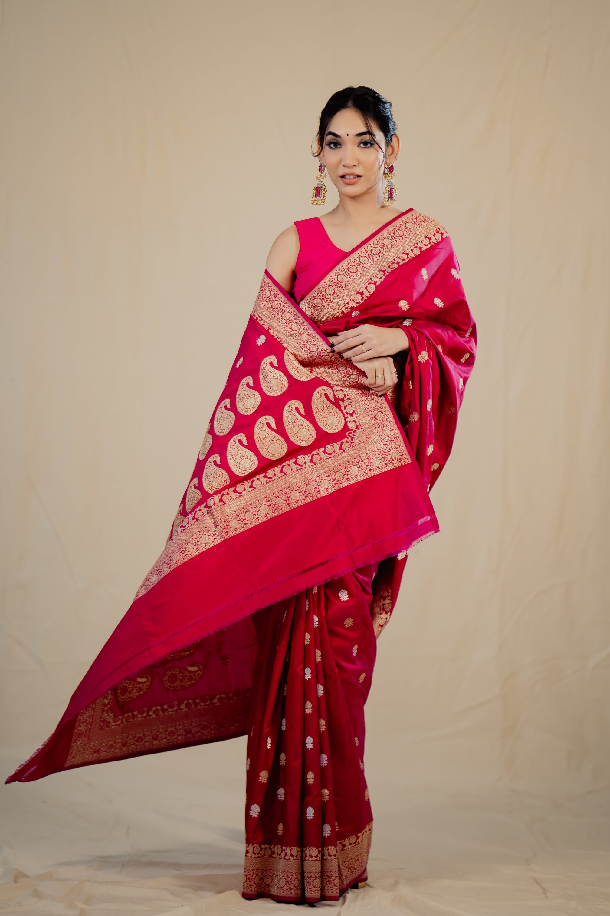 Rani Katan Silk Booti Saree
