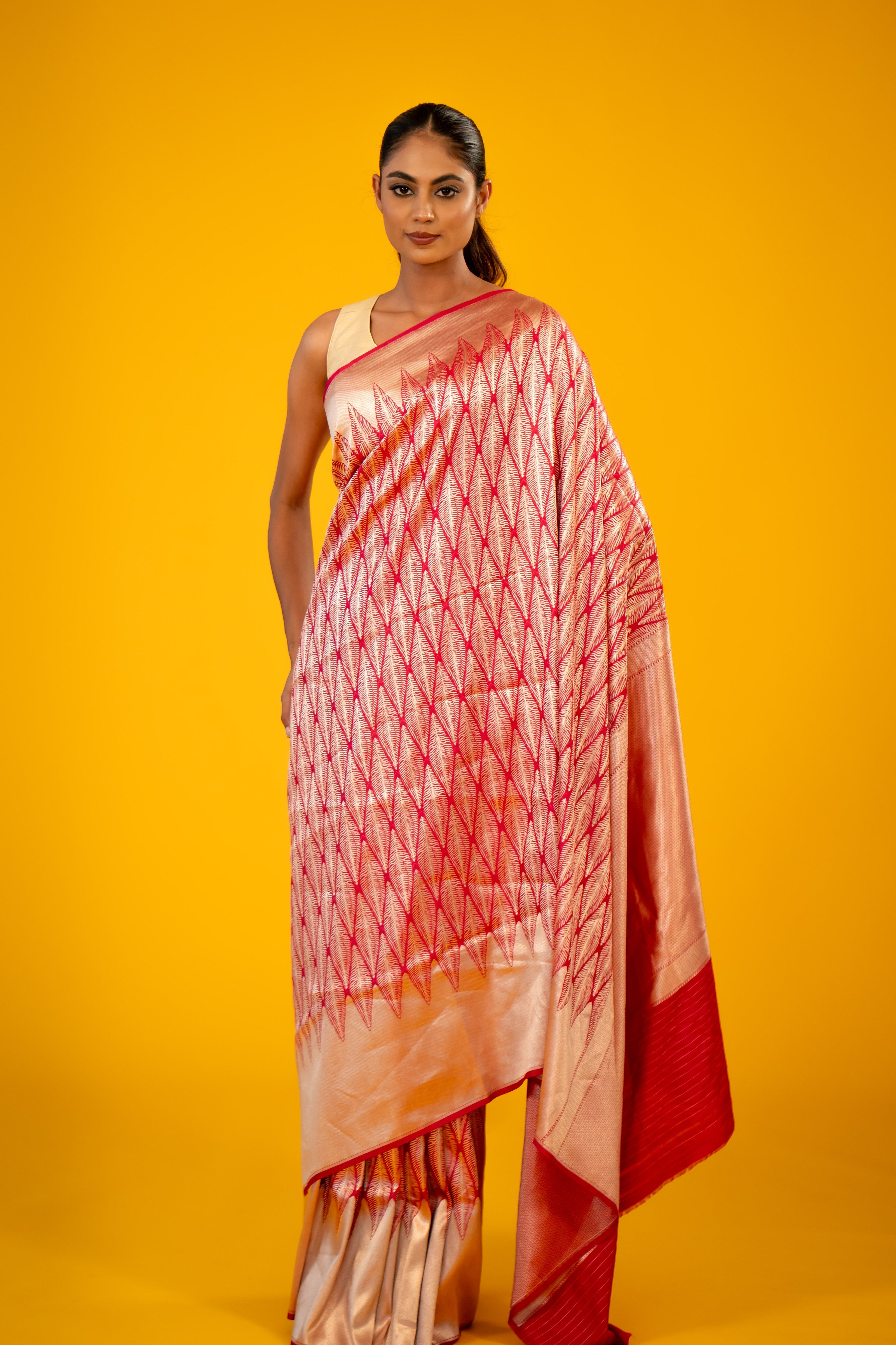 Rani Tiger Skin Katan Silk Banarasi Handloom Saree